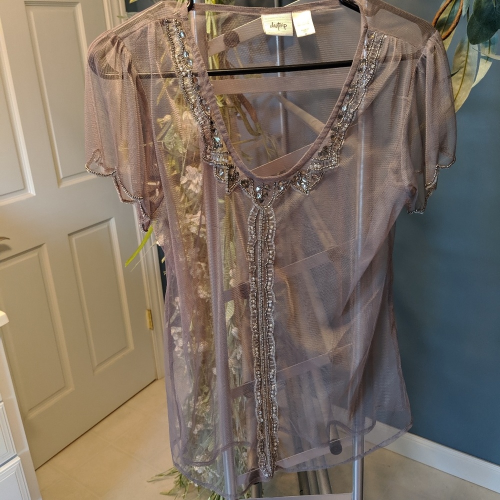 Day Trip Buckle Embellished Beaded Top